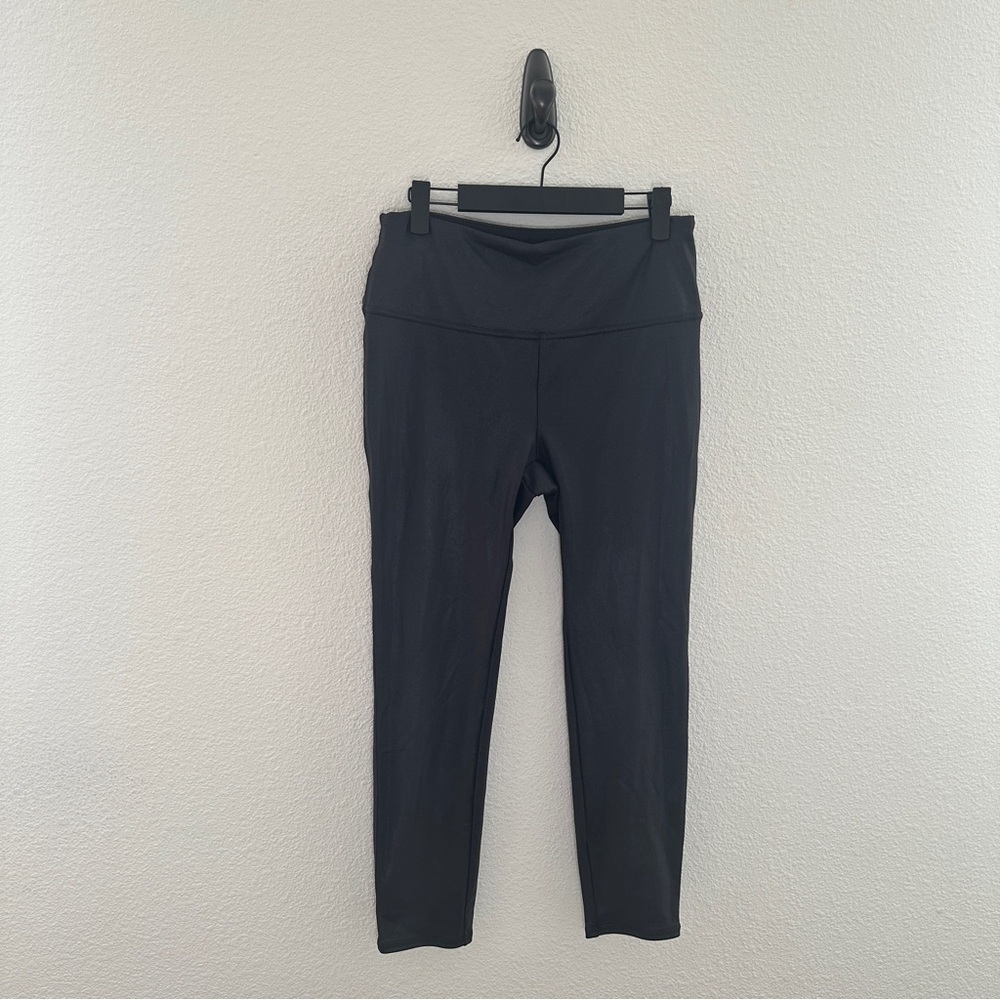 Quince High Waisted Faux Leather Leggings - Black Minimalist Athleisure -‎ Large